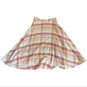 Vintage Beige and Pink Plaid Wool Skirt